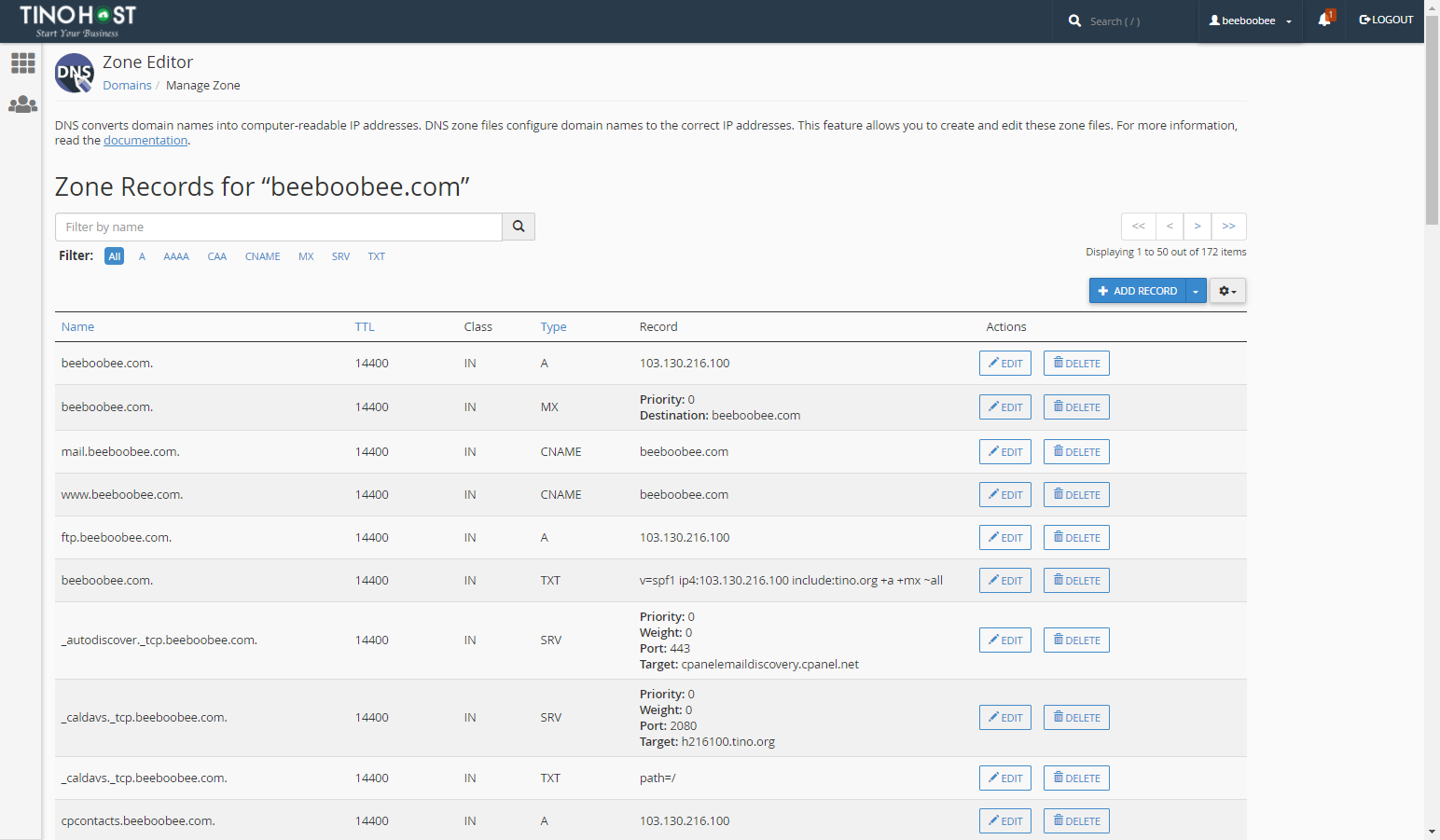 [cPanel] - Thao tác chỉnh sửa DNS trong Zone Editor 3