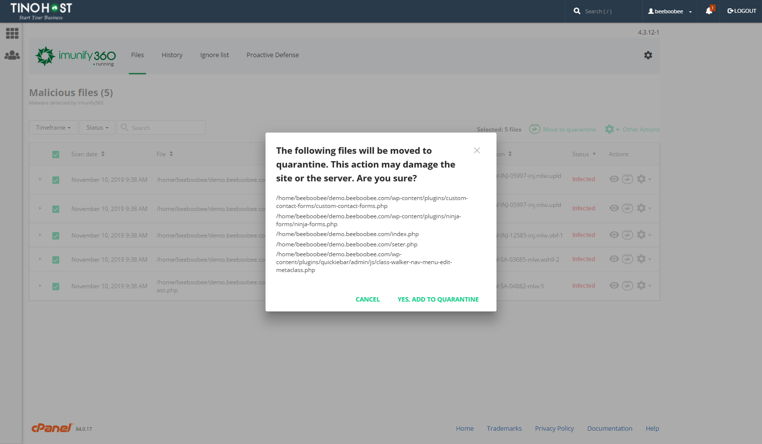 [cPanel] - Kiểm tra mã độc hoặc các vấn đề liên quan đến dữ liệu với Imunify360 4