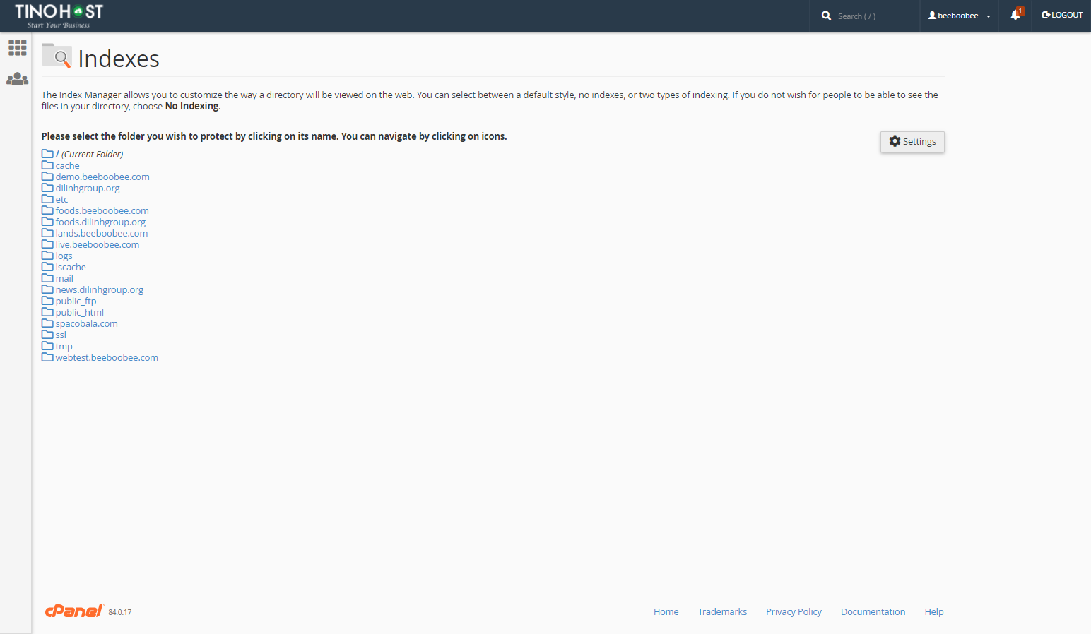 [cPanel] - Kiểm tra lập chỉ mục dữ liệu Indexes 1
