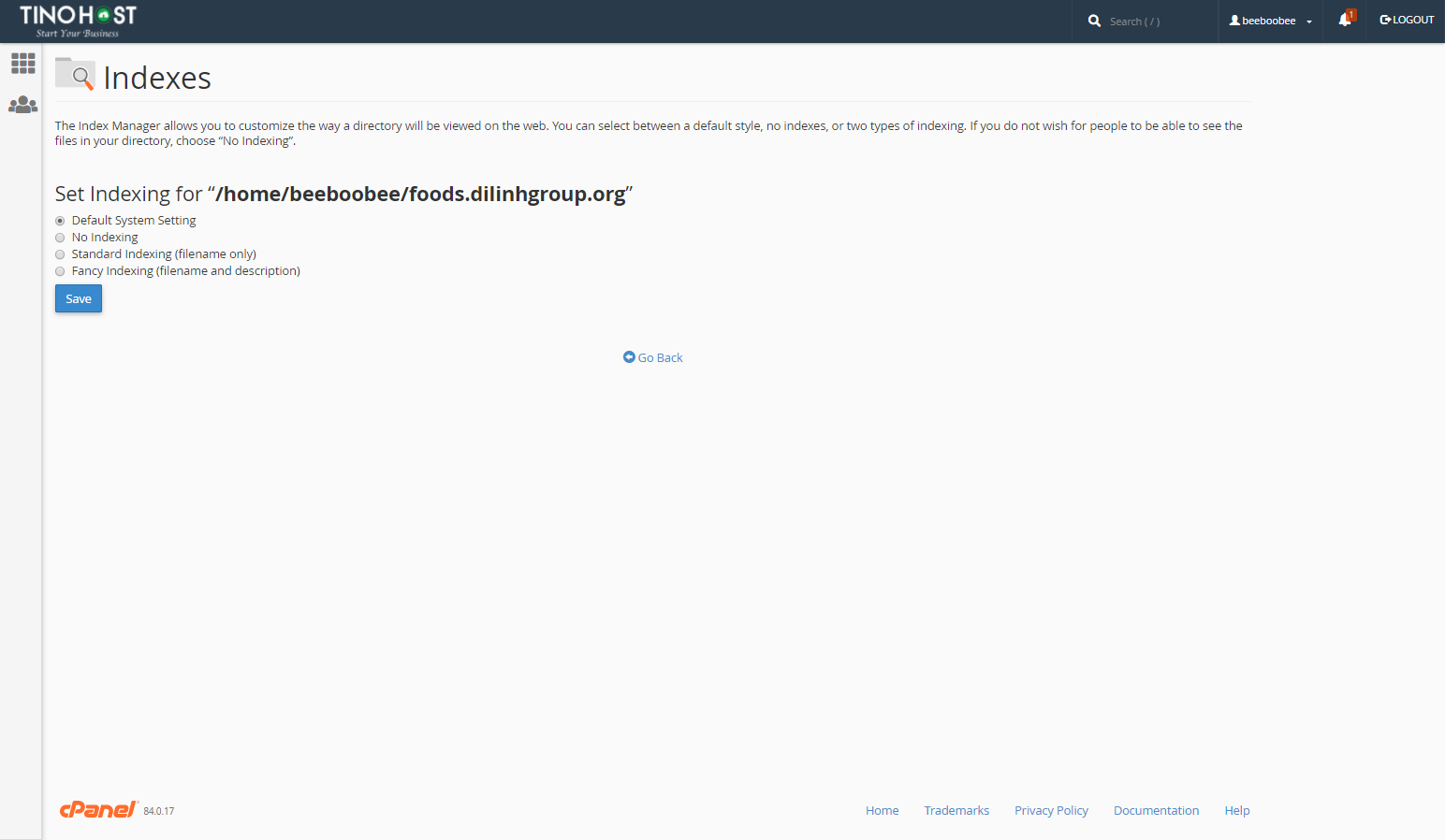 [cPanel] - Kiểm tra lập chỉ mục dữ liệu Indexes 2