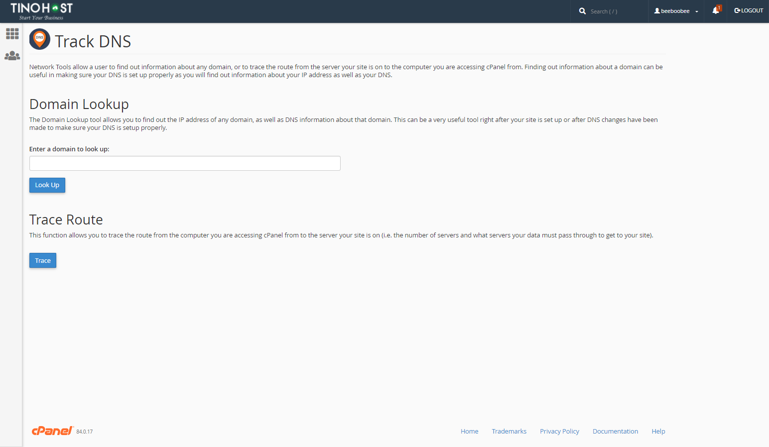 [cPanel] - Kiểm tra thông tin Domain với Track DNS 2