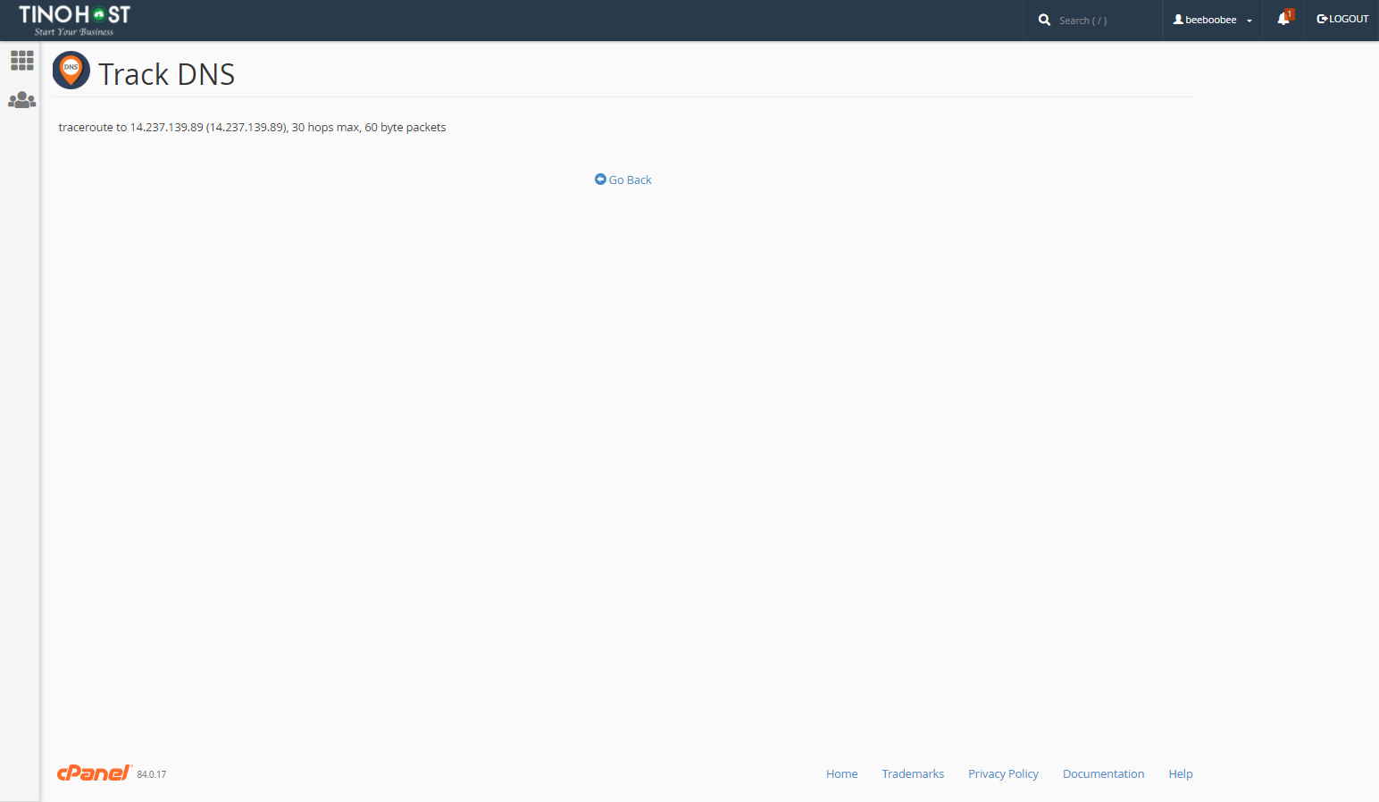 [cPanel] - Kiểm tra thông tin Domain với Track DNS 4
