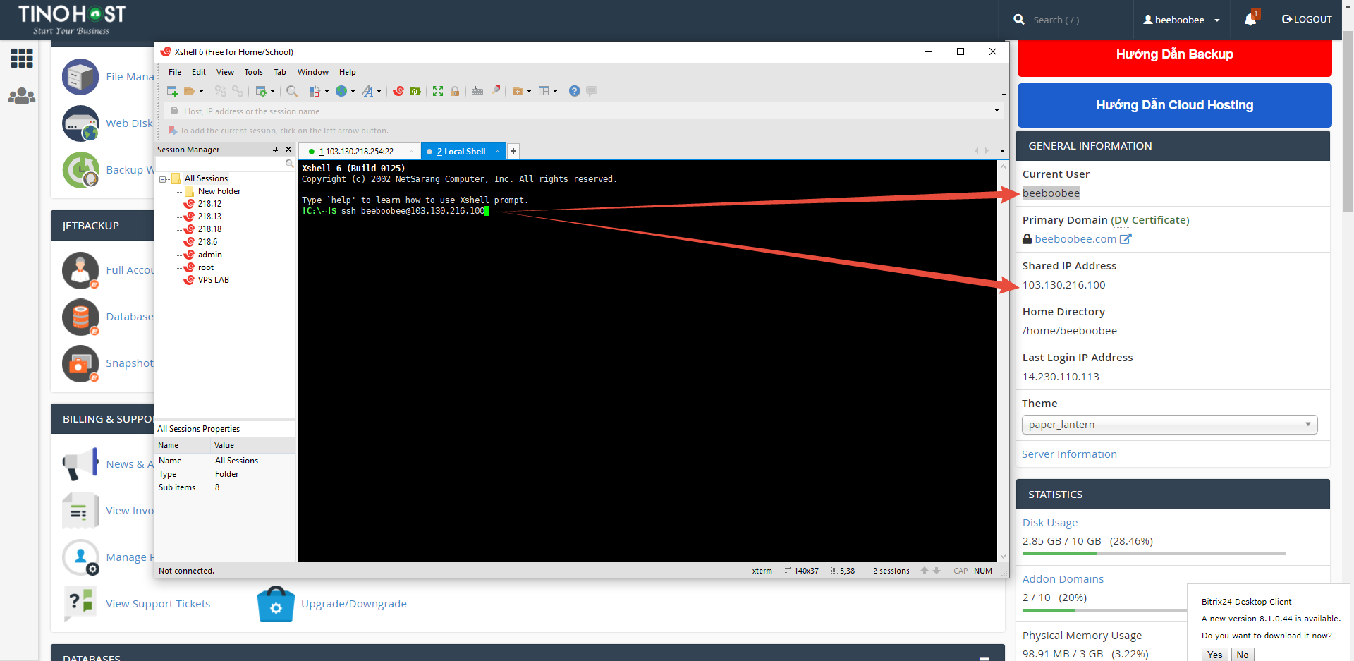 [cPanel] - Sử dụng Shell Access để truy cập với Terminal. 8