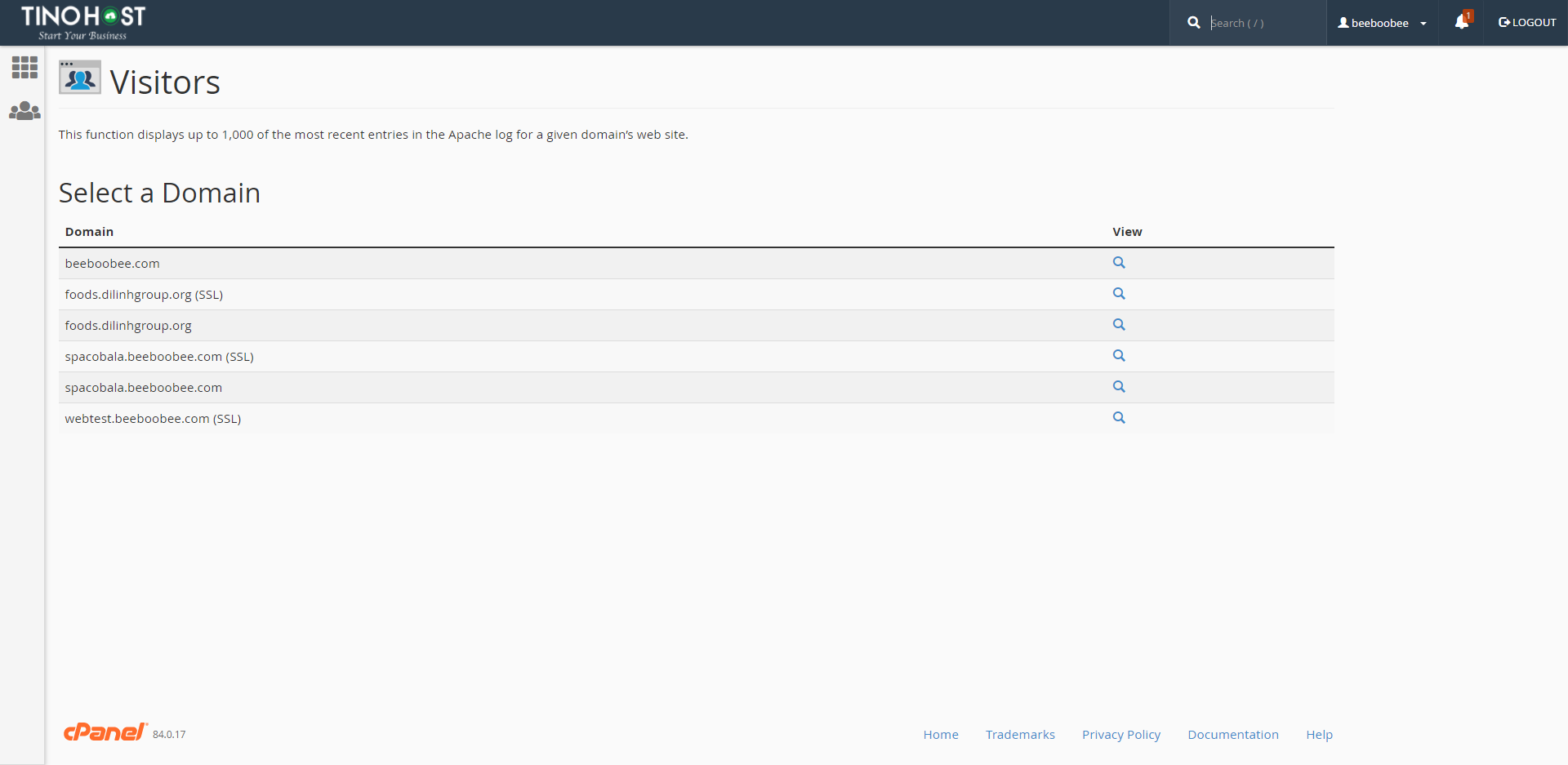[cPanel] - Kiểm tra khách truy cập trong Visitors 2