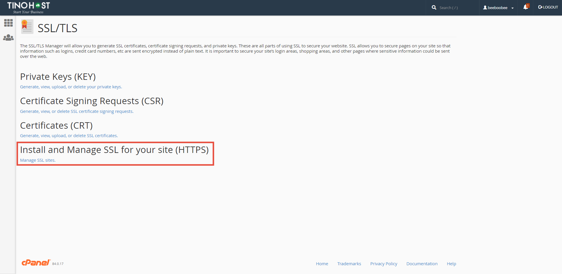 [cPanel] - Tạo SSL, yêu cầu chứng chỉ và tạo khóa riêng với SSL/TLS 2