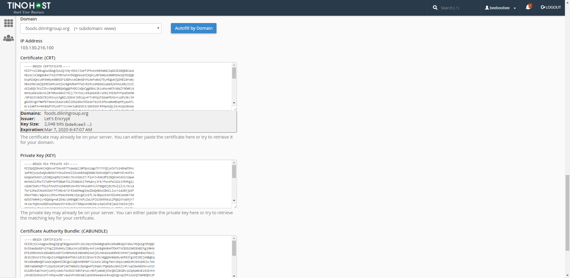 [cPanel] - Tạo SSL, yêu cầu chứng chỉ và tạo khóa riêng với SSL/TLS 3