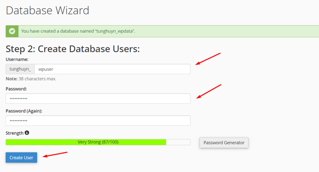 Hướng dẫn tạo database với MySQL® Database Wizard trên cPanel 3 Tạo database user