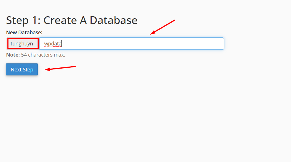 Hướng dẫn tạo database với MySQL® Database Wizard trên cPanel 2 Tạo database mới