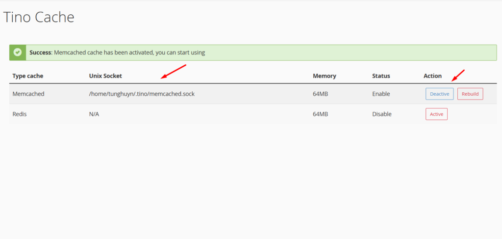 Hướng dẫn cách kích hoạt Memcached và Redis cache cho website trên TinoCache Plugins 9 Kích Hoạt Memcached hoặc Redis