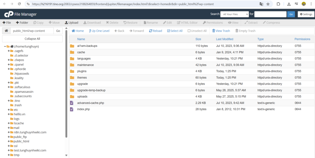 Kiểm tra file dung lượng lớn trên Hosting cPanel bằng cách nào? 8 Kiểm tra chi tiết bên trong các thư mục sử dụng nhiều dung lượng