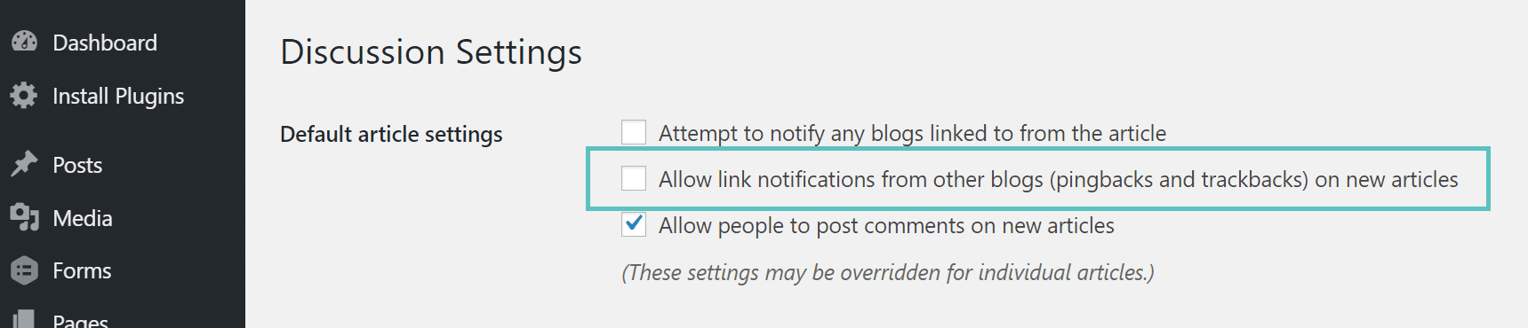 vô hiệu hóa pingback