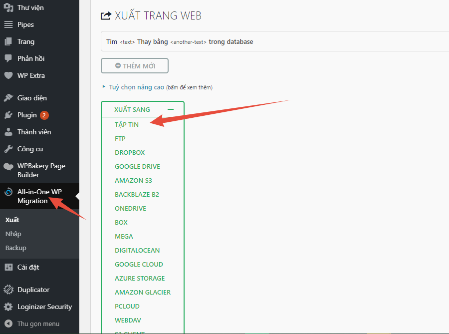 Cách xuất trang web WordPress bằng Plugins 7