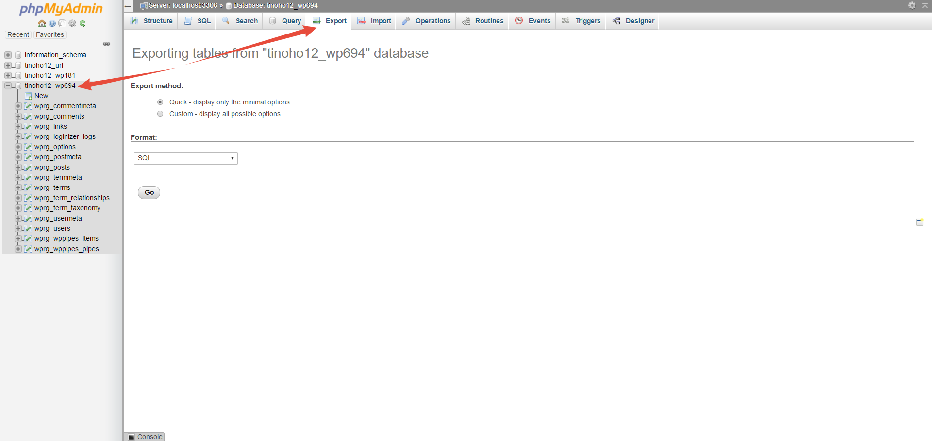 Cách xuất trang web WordPress theo cách thủ công với phpMyAdmin + SFTP 6