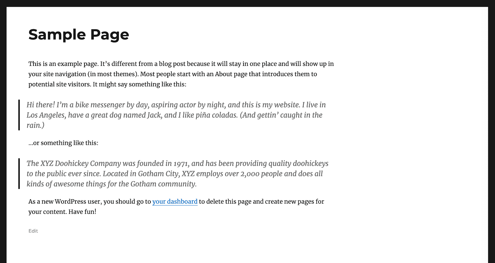 xóa Sidebar khỏi trang web WordPress 4 ví dụ không có thanh bên