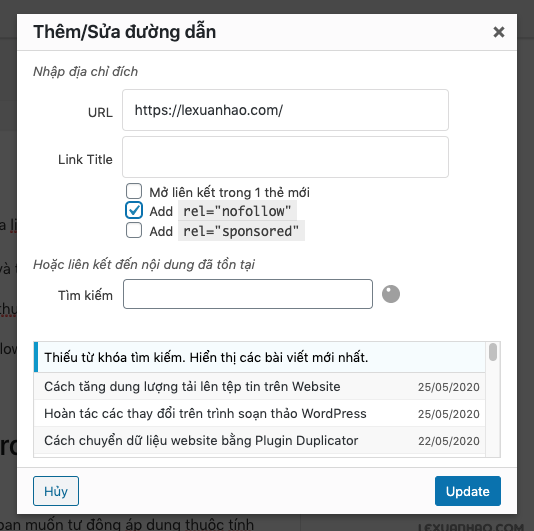 Cách thêm liên kết nofollow trong WordPress 2