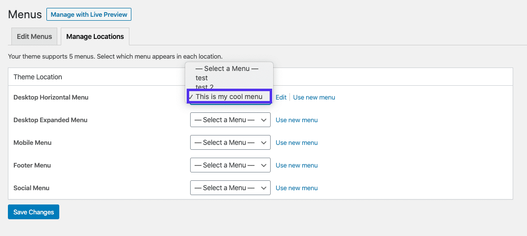 Tab Quản lý vị trí