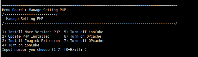 Update PHP Installed - Cập nhật phiên bản php đã cài trên TinoScript 2