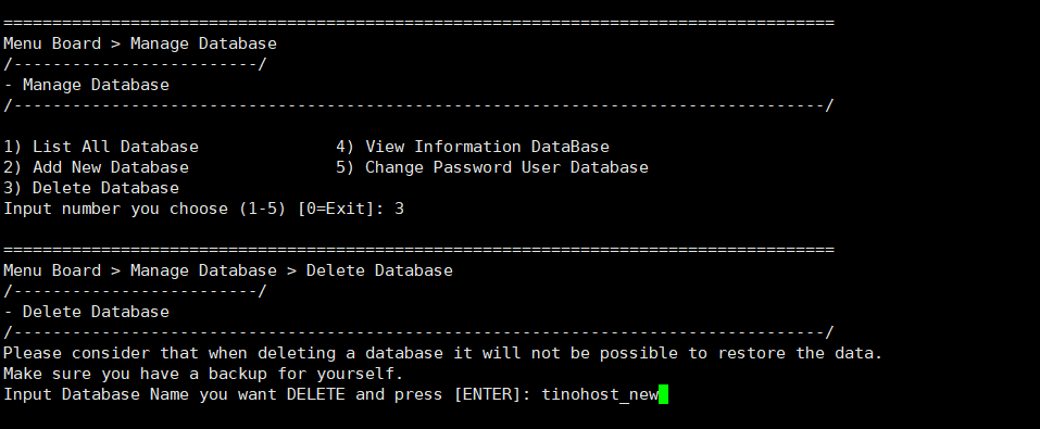 Delete Database - Xoá database trên TinoScipt 3