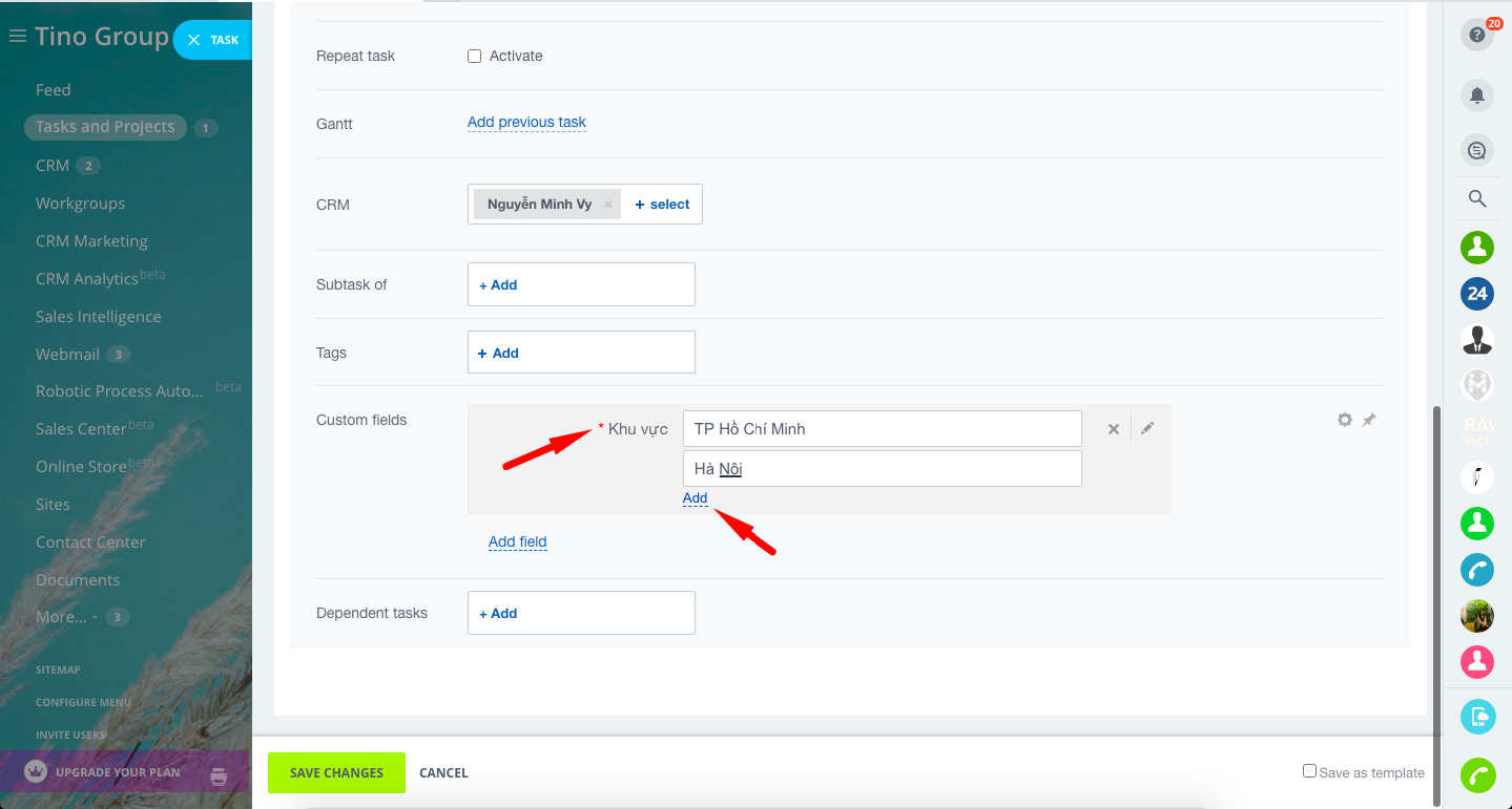 Custom fields (Trường tuỳ chỉnh cho tác vụ) 3 Custom fields (Trường tuỳ chỉnh cho tác vụ) 3
