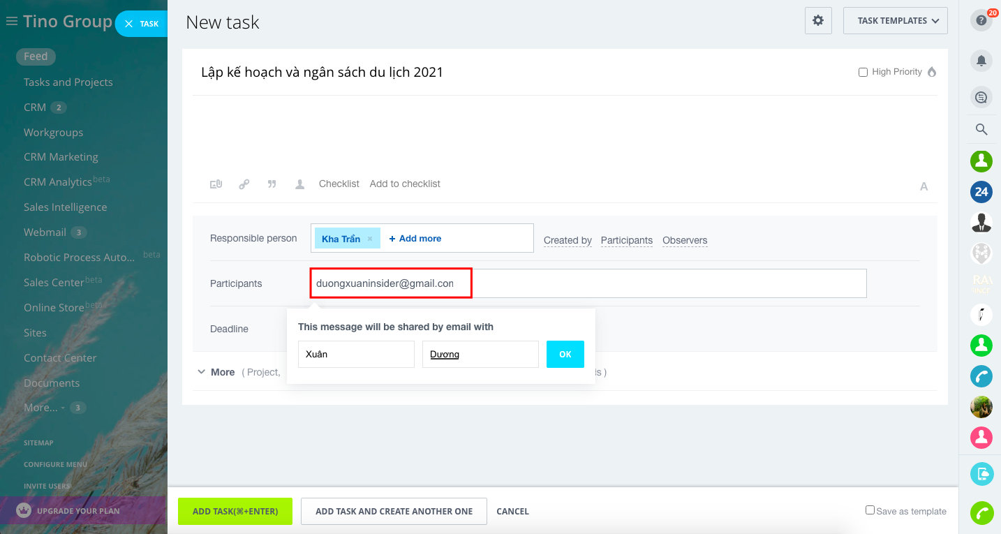 Gửi tác vụ qua email cho người dùng bên ngoài 2 Gửi tác vụ qua email cho người dùng bên ngoài 2