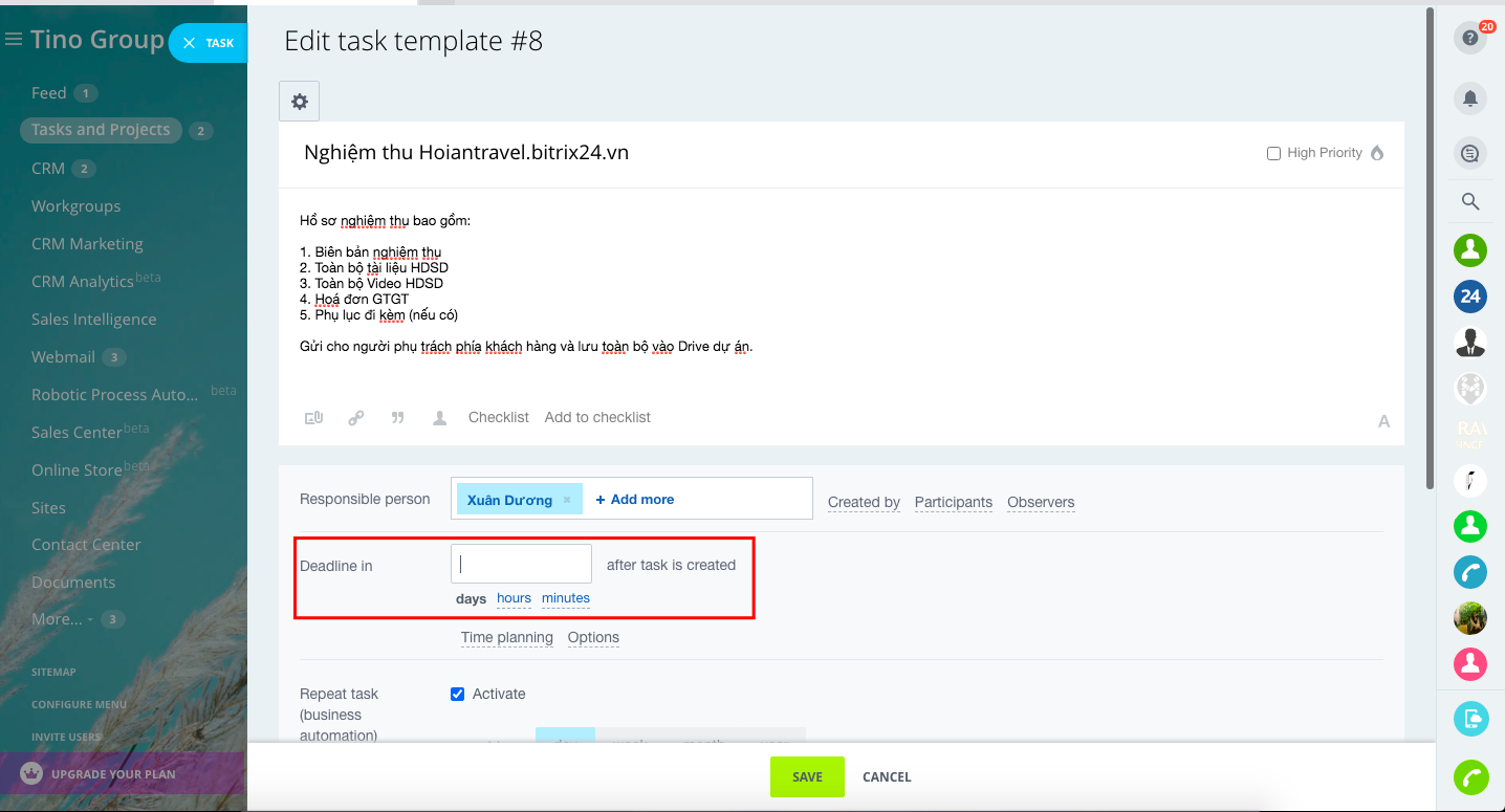 Task template (tác vụ mẫu) 6 Task template (tác vụ mẫu) 6