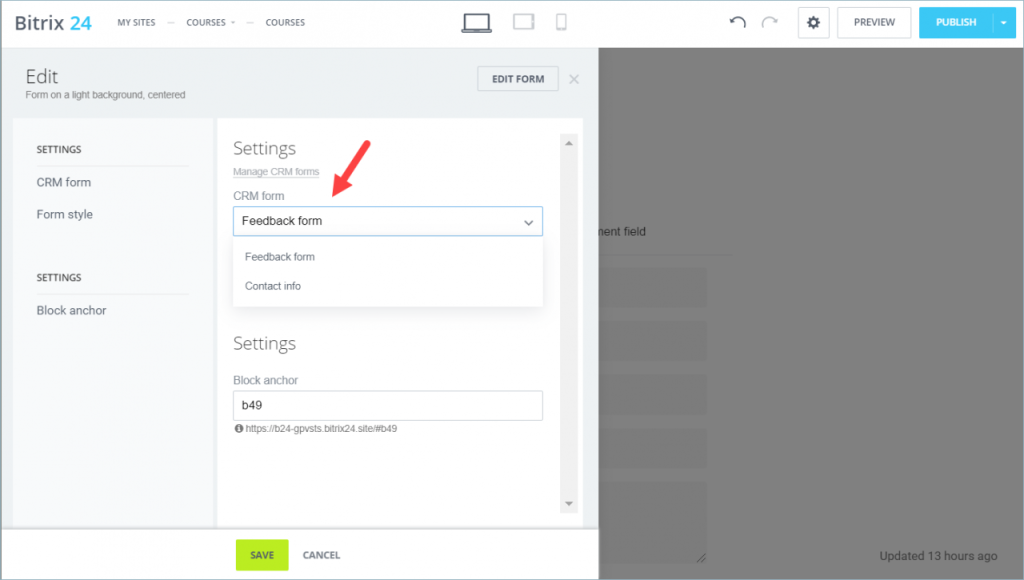 [CRM] Cách đặt biểu mẫu CRM trên trang Bitrix24 Site 4