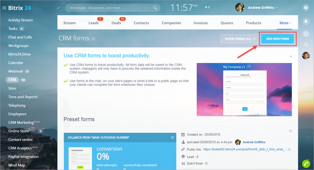[CRM] Thêm form biểu mẫu web CRM mới - CRM Forms 1