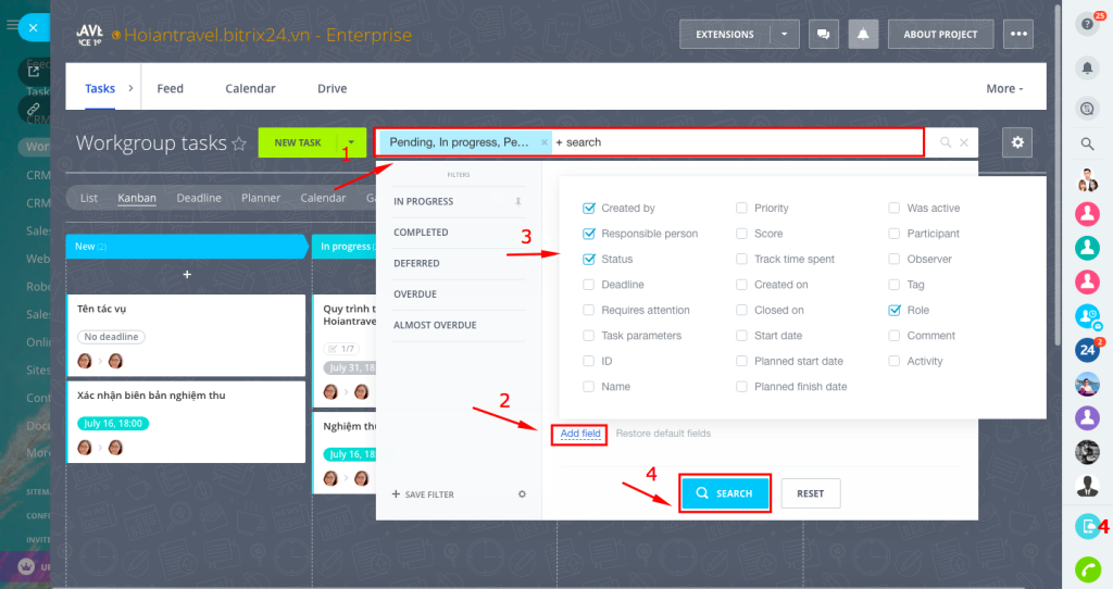 Chế độ xem Kanban trong Tasks and Projects 6