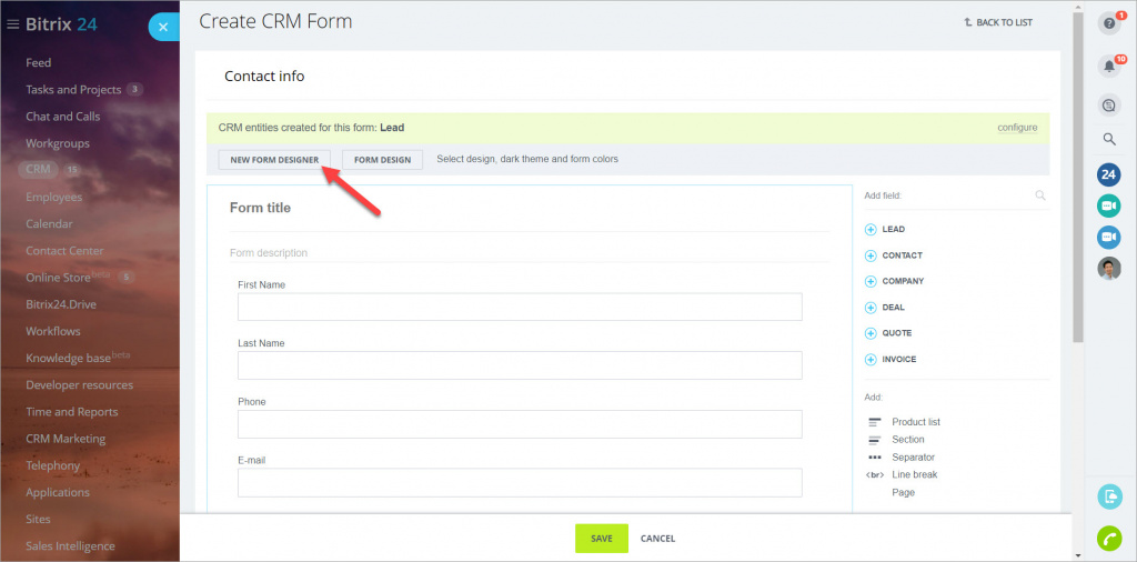 [CRM] Trình thiết kế CRM Forms mới và cổ điển 1