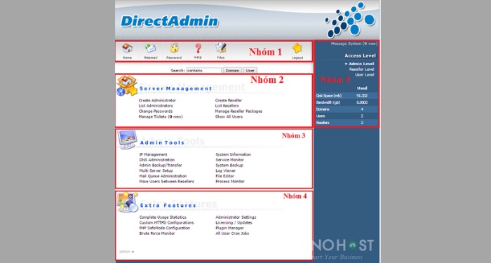 DirectAdmin là gì? Tìm hiểu về phần mềm quản trị hosting DirectAdmin 5 5-khu-vuc-quan-tri-cho-nguoi-dung-lua-chon