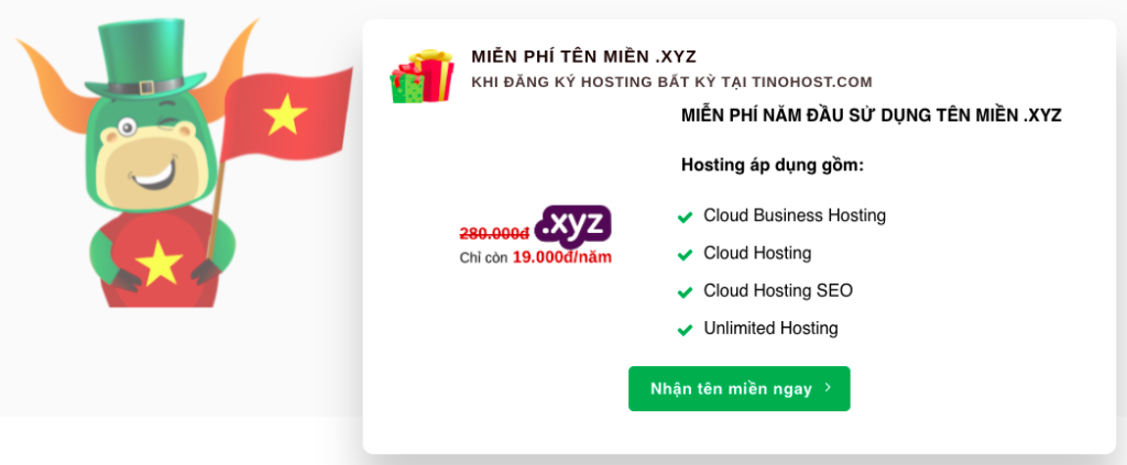 TinoHost miễn phí 1 năm sử dụng tên miền 1 mien-phi-ten-mien-xyz-nam-dau