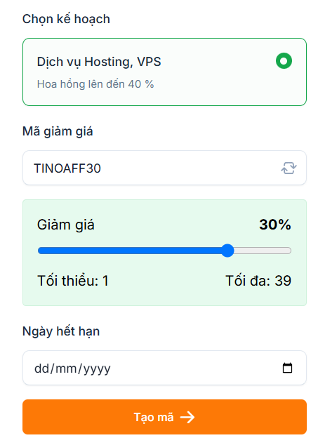 Hướng dẫn cách kiếm tiền Affiliate Hosting với Tino từ A-Z 11 Cách tạo mã giảm giá để thu hút khách hàng