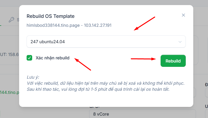 Hướng dẫn cách cài lại hệ điều hành trên dịch vụ VPS tại Tino 5 Cách cài lại hệ điều hành trên dịch vụ VPS
