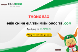 TinoHost thông báo điều chỉnh giá tên miền quốc tế .COM