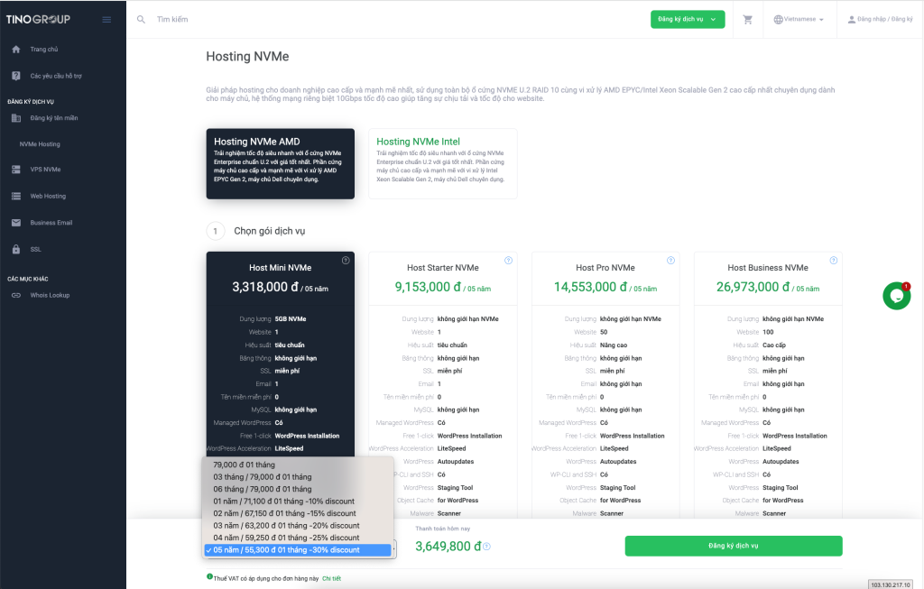 Dịch vụ NVMe Web Hosting - “Ngựa chiến mới” “soán ngôi” Cloud Hosting tại TinoHost, chỉ từ 55k/tháng 6 dich-vu-nvme-web-hosting