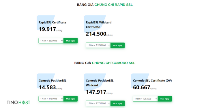 SSL Certificate là gì? Tại sao website cần chứng chỉ SSL? 7 bang-gia-ssl-tai-tinohost