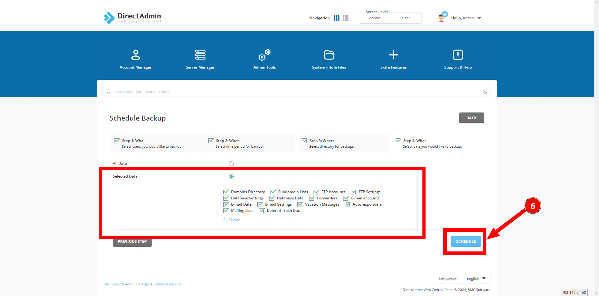Hướng dẫn cách backup dữ liệu website từ Directadmin lên Google Drive 20 tao-backup-tren-directadmin