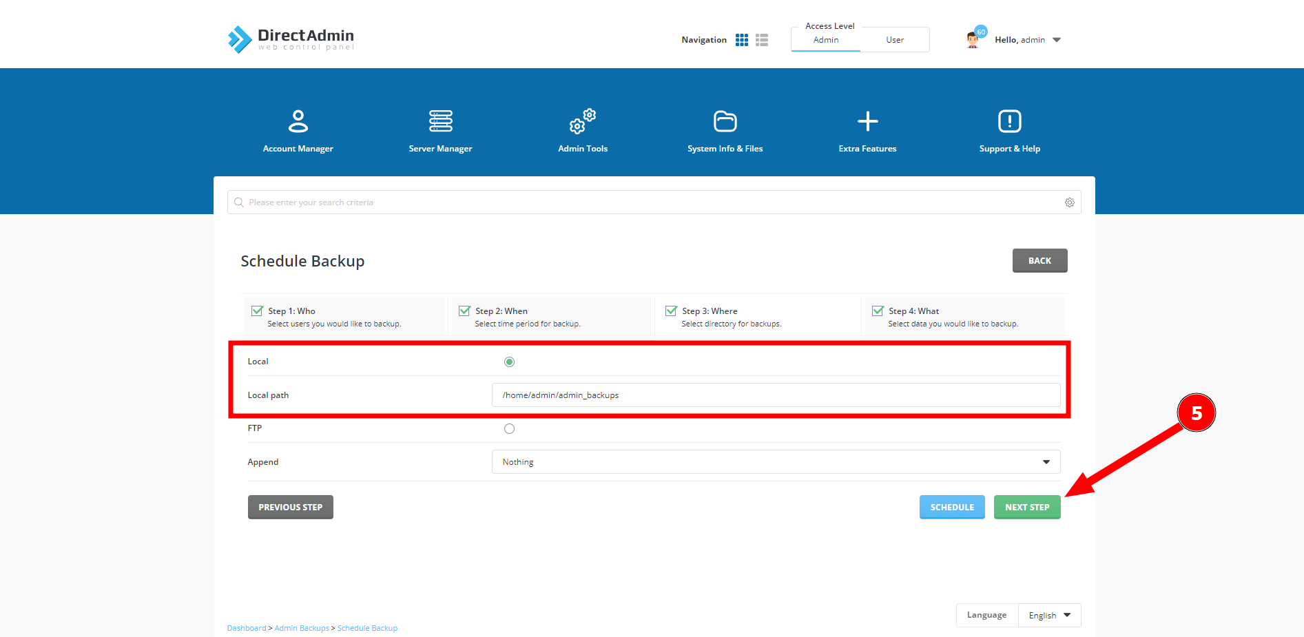 Hướng dẫn cách backup dữ liệu website từ Directadmin lên Google Drive 18 tao-backup-tren-directadmin