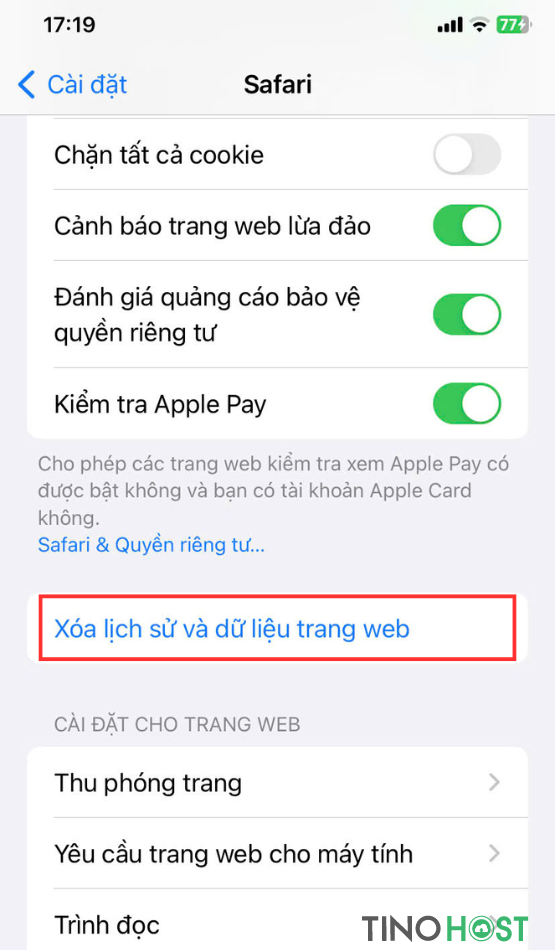 Hướng dẫn cách sửa lỗi DNS_PROBE_FINISHED_NXDOMAIN trên điện thoại hiệu quả 100% 13 xoa-cookie-va-bo-nho-dem-cua-trinh-duyet-tren-ios