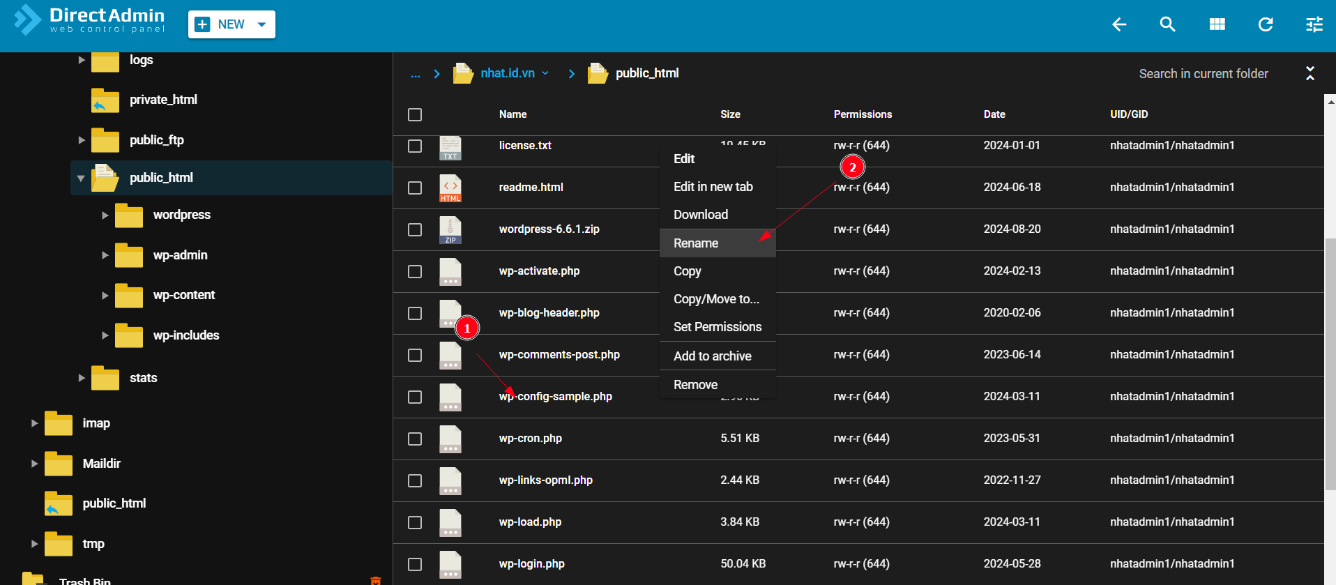 Hướng dẫn xử lý mã độc website WordPress trên DirectAdmin 16 tao-moi-database-cho-website