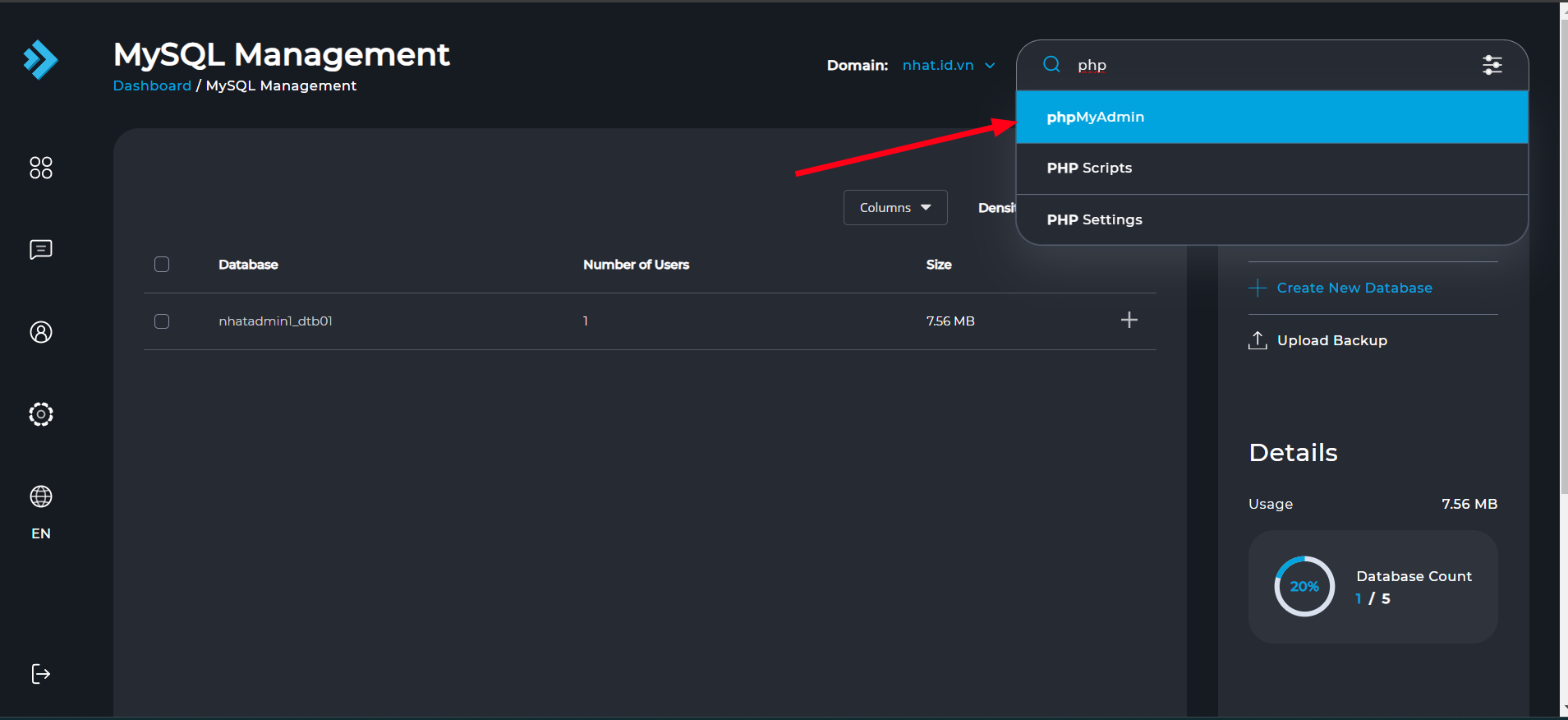 Hướng dẫn xử lý mã độc website WordPress trên DirectAdmin 4 backup-database-tren-website-bi-dinh-ma-doc