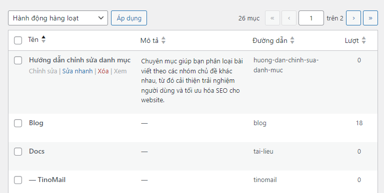 Hướng dẫn chỉnh sửa, thêm và xóa chuyên mục bài viết trên website WordPress 6 tao-danh-muc-moi-tu-trang-quan-ly-danh-muc