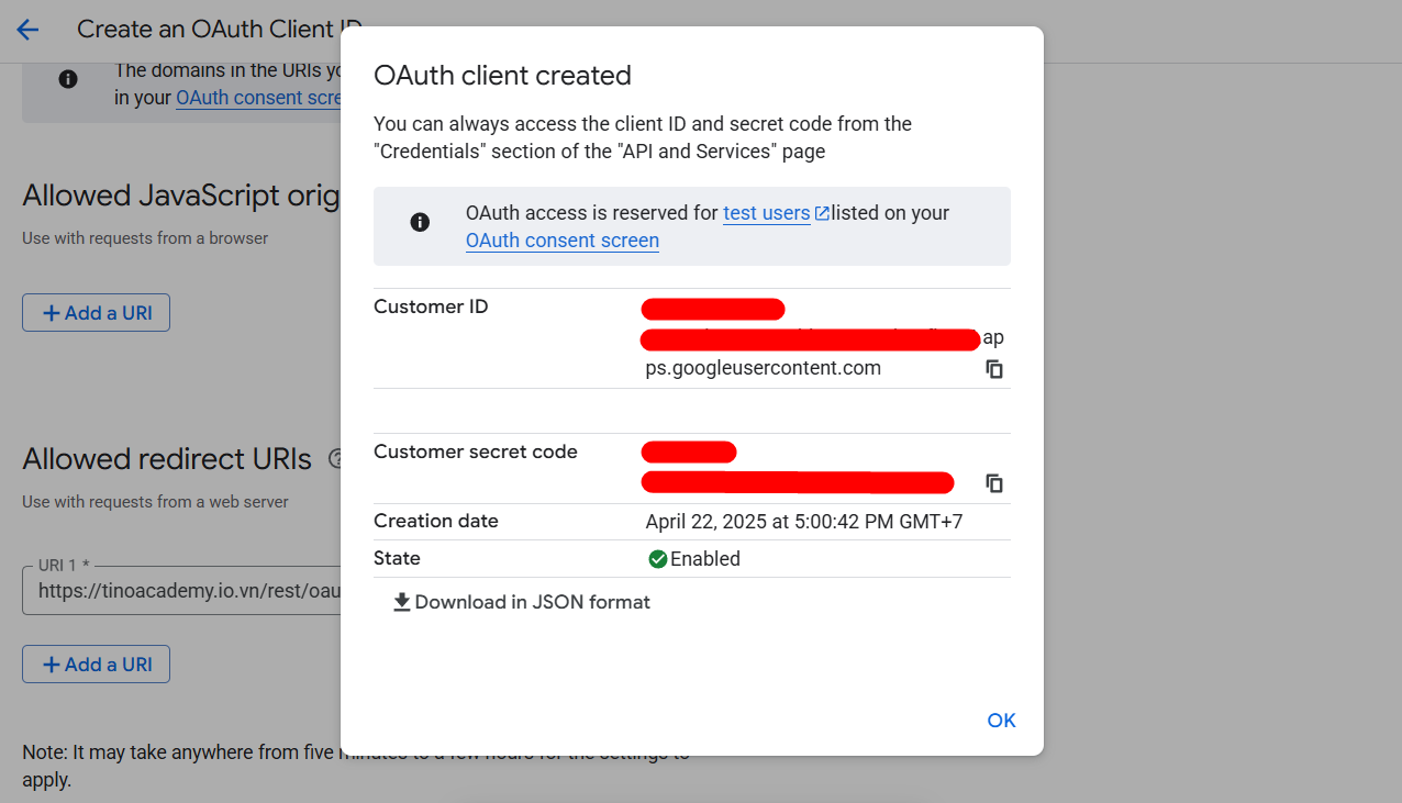 Các bước xác thực Credential cho Google trên n8n