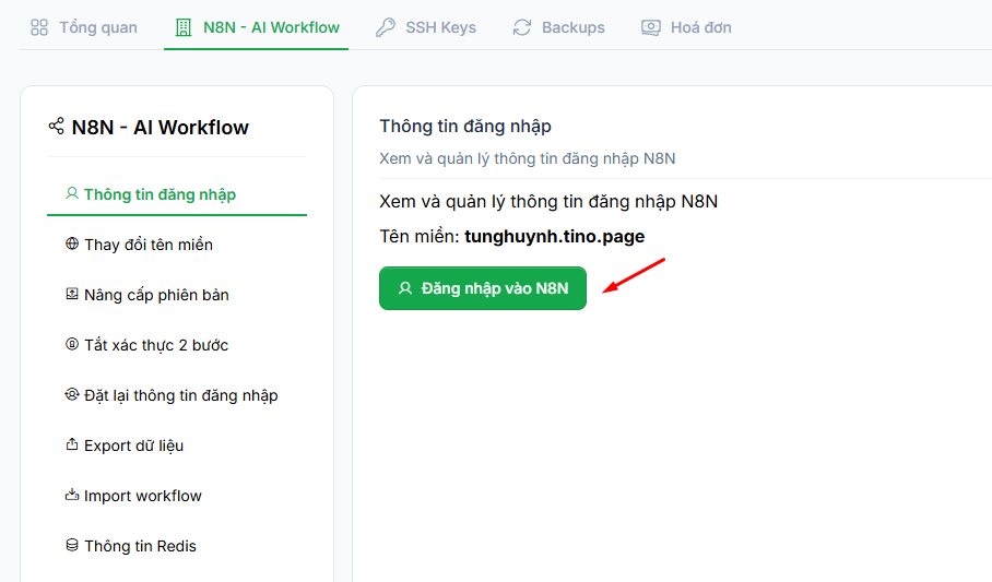 Hướng dẫn đăng ký VPS cài sẵn n8n tại Tino (không cần code) 12 Cách truy cập giao diện n8n