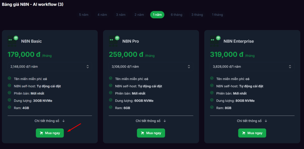 Hướng dẫn đăng ký VPS cài sẵn n8n tại Tino (không cần code) 3 Cách đăng ký VPS N8N - AI Workflow