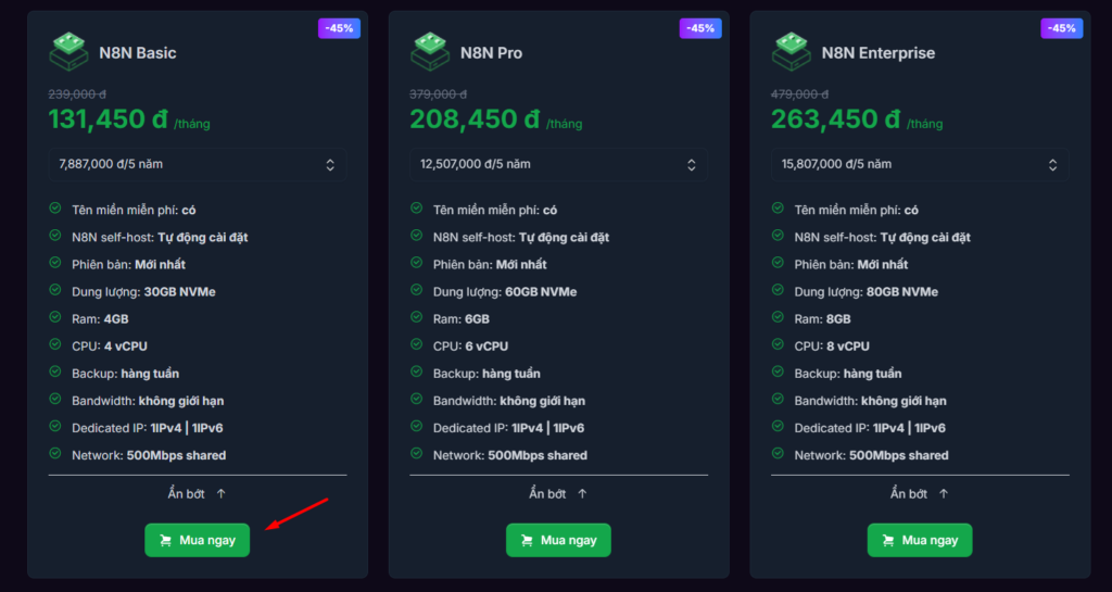 Cách đăng ký VPS N8N - AI Workflow