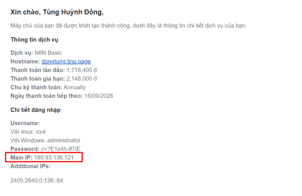 Thông tin VPS