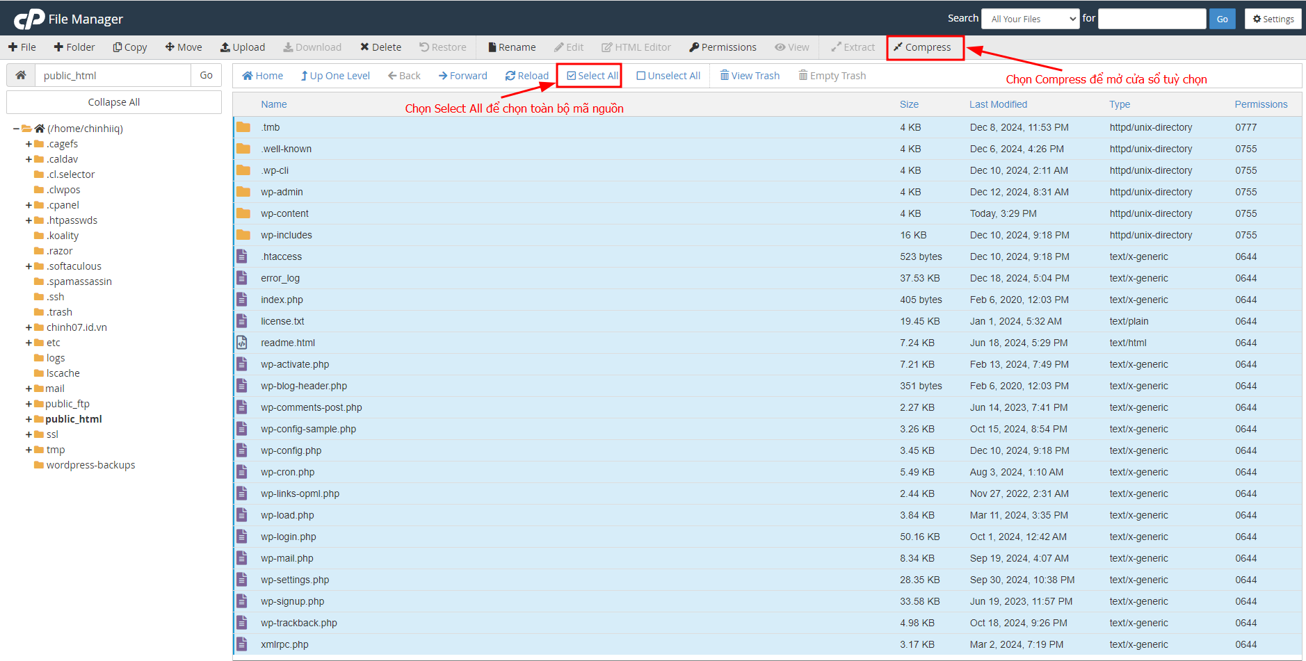 Bật mí cách chuyển website WordPress sang hosting mới không lỗi 5 Sao lưu mã nguồn (source code) của website