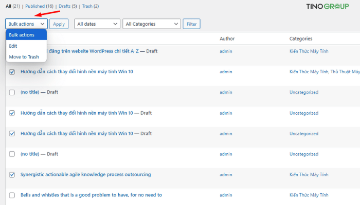 Các tính năng bị ẩn của WordPress có thể bạn chưa biết 6 Chỉnh sửa nhanh với "Quick Edit"