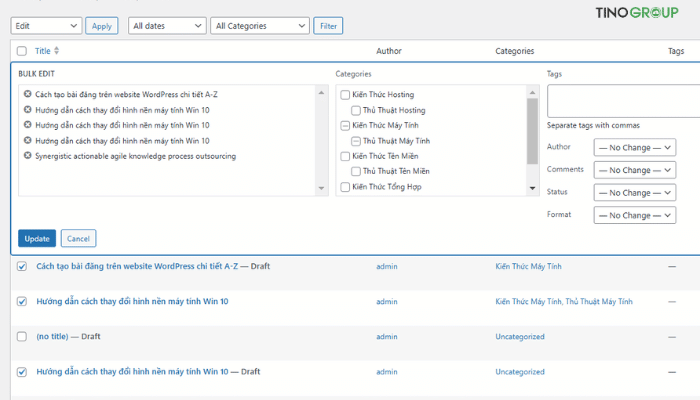 Các tính năng bị ẩn của WordPress có thể bạn chưa biết 7 Chỉnh sửa nhanh với "Quick Edit"